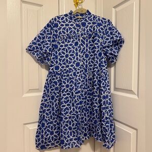 Ro's Garden Vibeka Ruffle Mini Dress Blue NWT